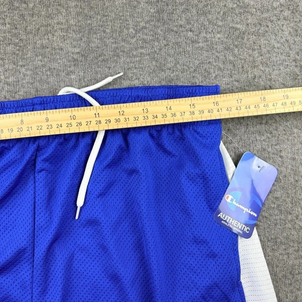 Champion Men's Mesh Athletic Gym Shorts Royal Blue White Side Pockets Size Large